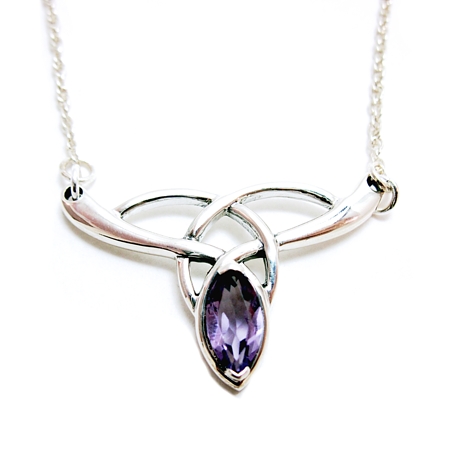 Celtic Sterling Silver Necklace with Amethyst - Click Image to Close
